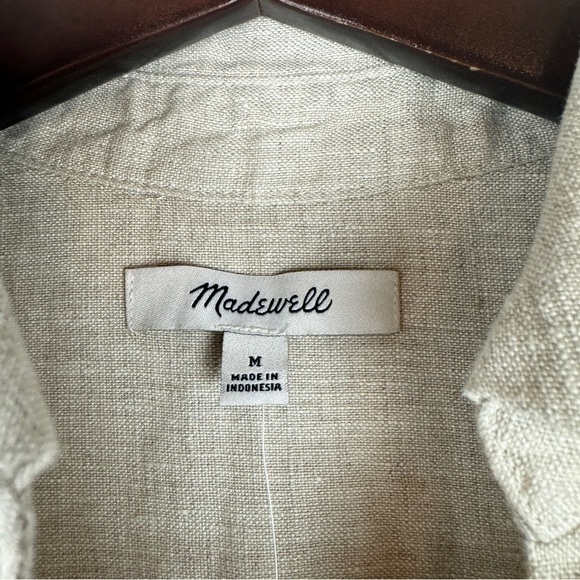 Madewell V-Neck Mini Dress Lightweight Linen Relaxed Fit Cream Size M NWT - Picture 7 of 8